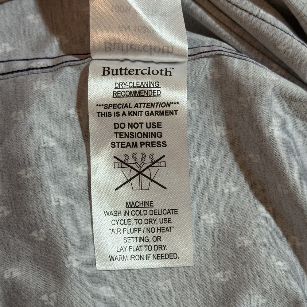 Buttercloth 2XL Regural Fit Purple/blue Button Up Shirt Geometric Flip Cuff NEW - Picture 8 of 10